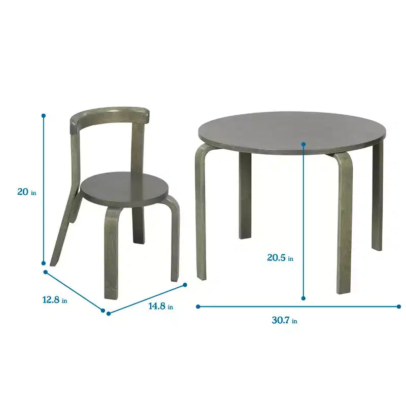 ECR4Kids Bentwood Table and Curved Back Chair Set, Kids Furniture, 5-Piece
