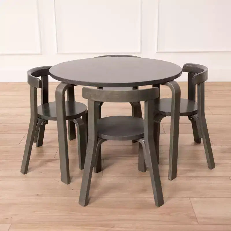 ECR4Kids Bentwood Table and Curved Back Chair Set, Kids Furniture, 5-Piece
