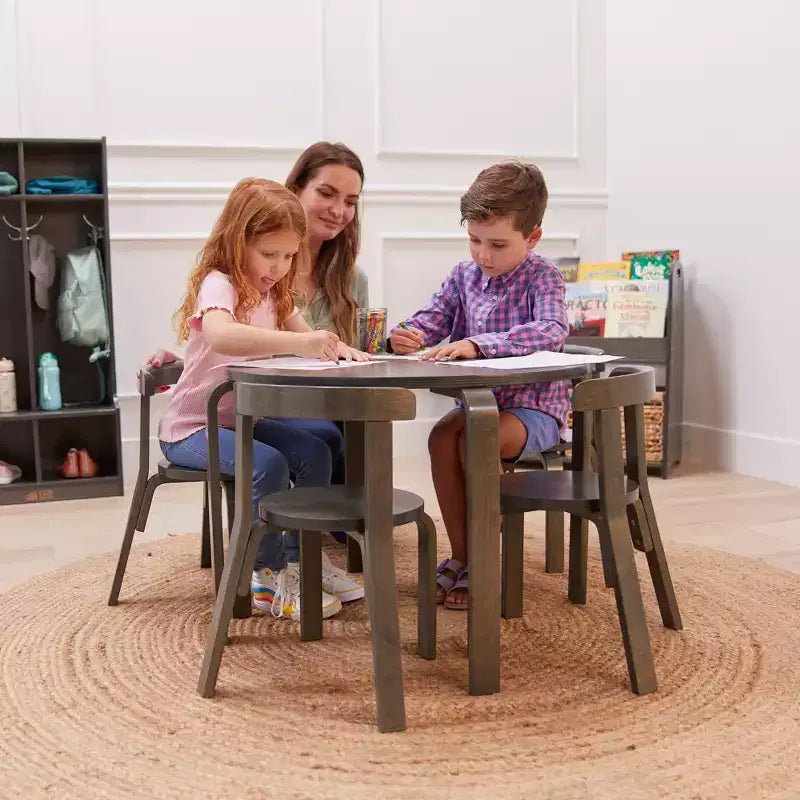 ECR4Kids Bentwood Table and Curved Back Chair Set, Kids Furniture, 5-Piece