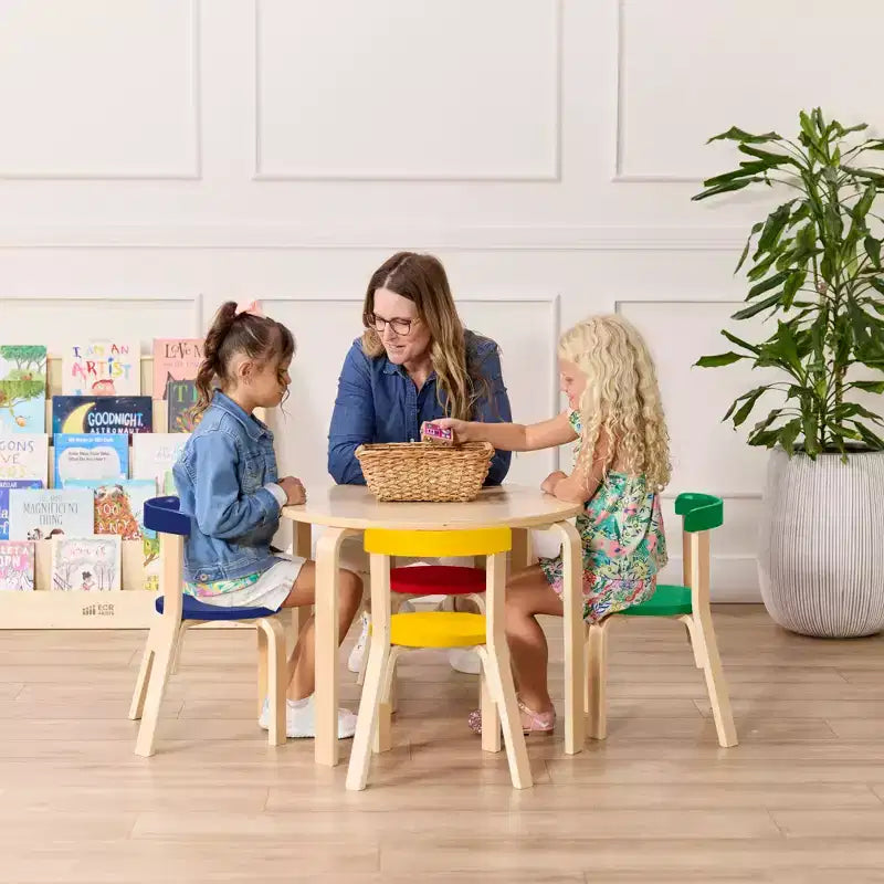 ECR4Kids Bentwood Table and Curved Back Chair Set, Kids Furniture, 5-Piece