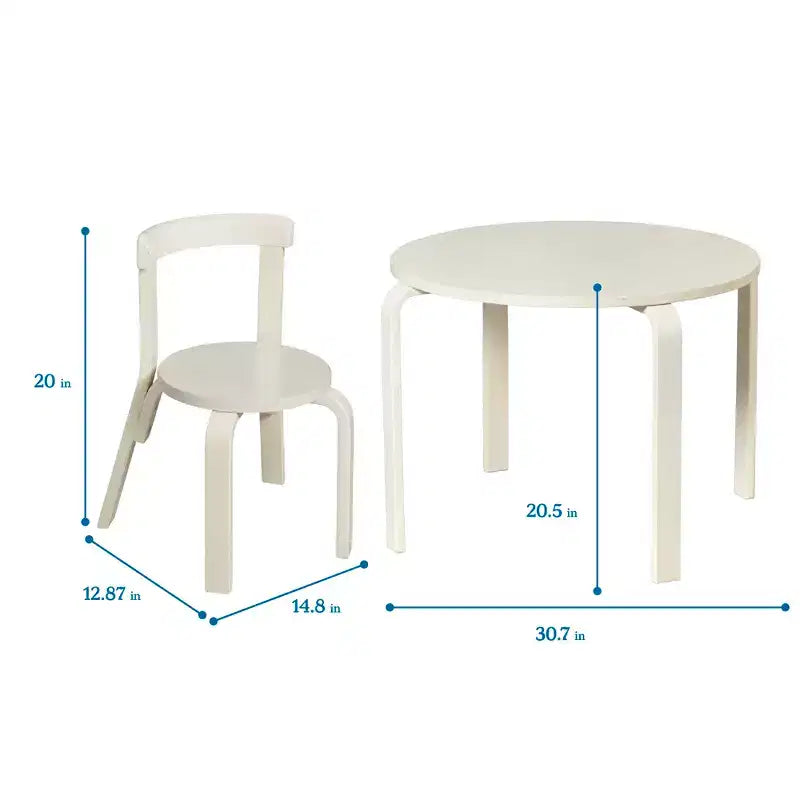 ECR4Kids Bentwood Table and Curved Back Chair Set, Kids Furniture, 5-Piece
