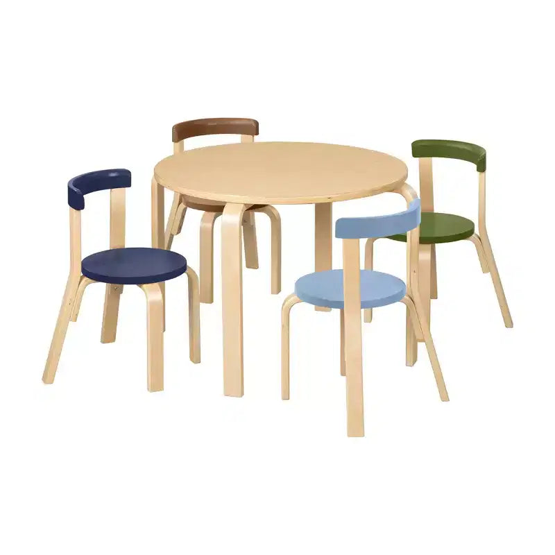 ECR4Kids Bentwood Table and Curved Back Chair Set, Kids Furniture, 5-Piece