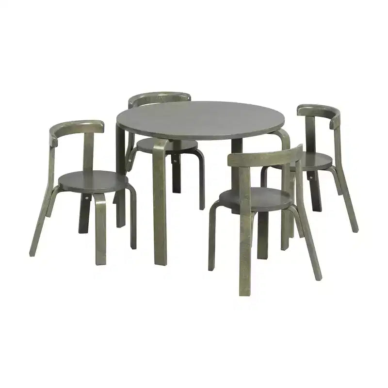 ECR4Kids Bentwood Table and Curved Back Chair Set, Kids Furniture, 5-Piece
