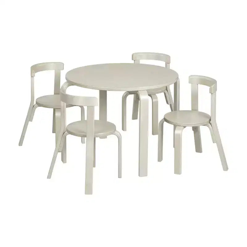 ECR4Kids Bentwood Table and Curved Back Chair Set, Kids Furniture, 5-Piece