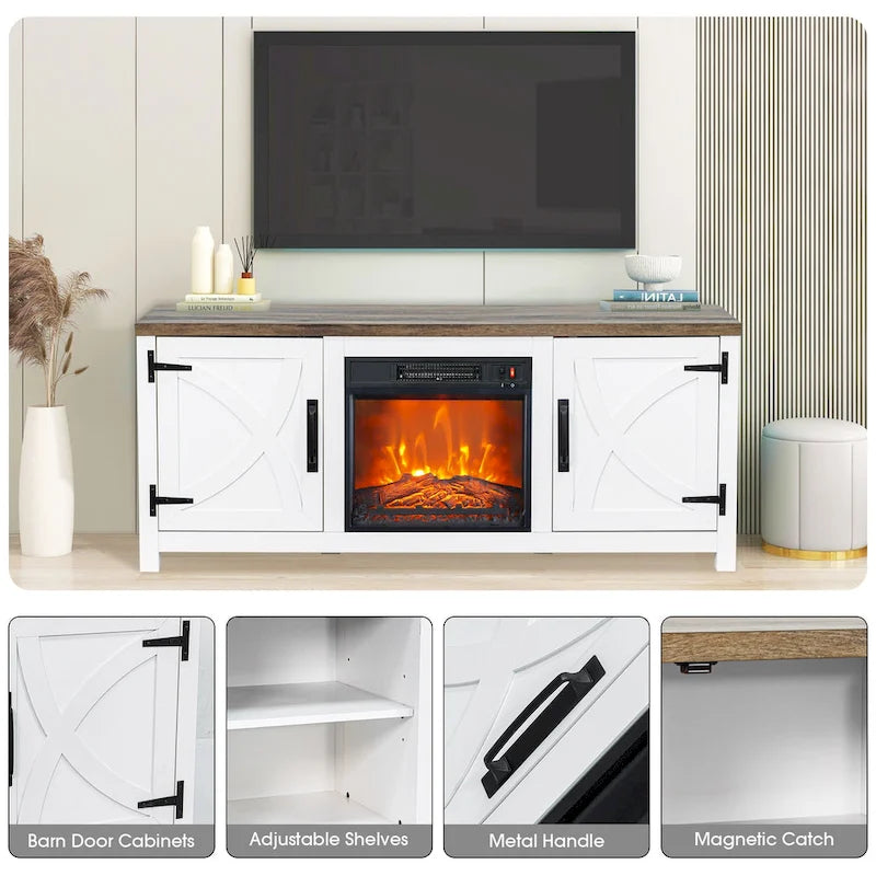 58 Farmhouse Electric Fireplace TV Stands Console Table for TV's up to 65