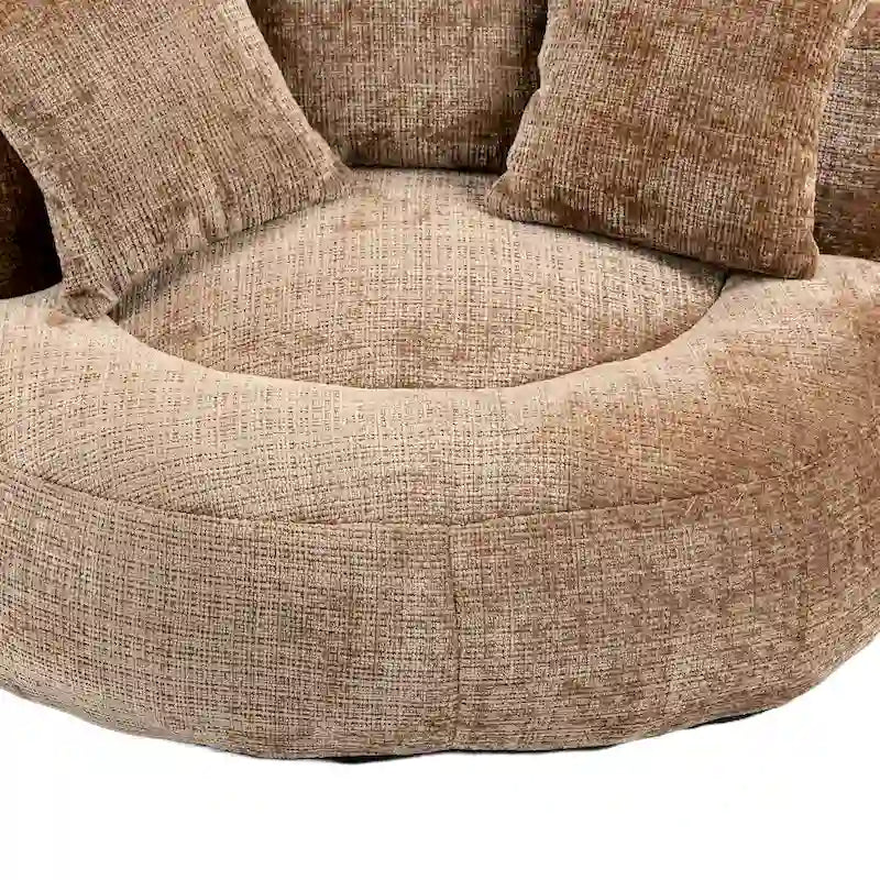 Chenille High Back Lazy Sofa with 3 Pillows and Oversized Bean Bag Chair