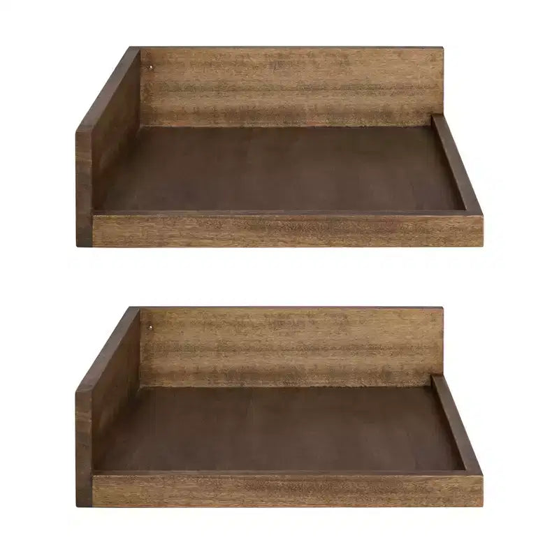 4.5 x 2.2 2pk Levie Floating Corner Wooden Wall Shelf Set - Kate & Laurel All Things Decor
