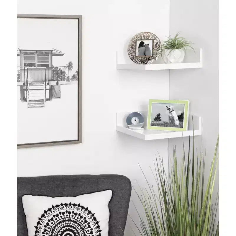 4.5 x 2.2 2pk Levie Floating Corner Wooden Wall Shelf Set - Kate & Laurel All Things Decor