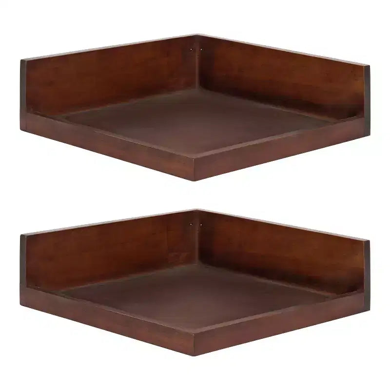 4.5 x 2.2 2pk Levie Floating Corner Wooden Wall Shelf Set - Kate & Laurel All Things Decor