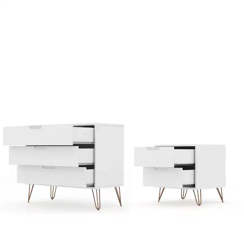 Rockefeller Dresser and Nightstand Set - Manhattan Comfort