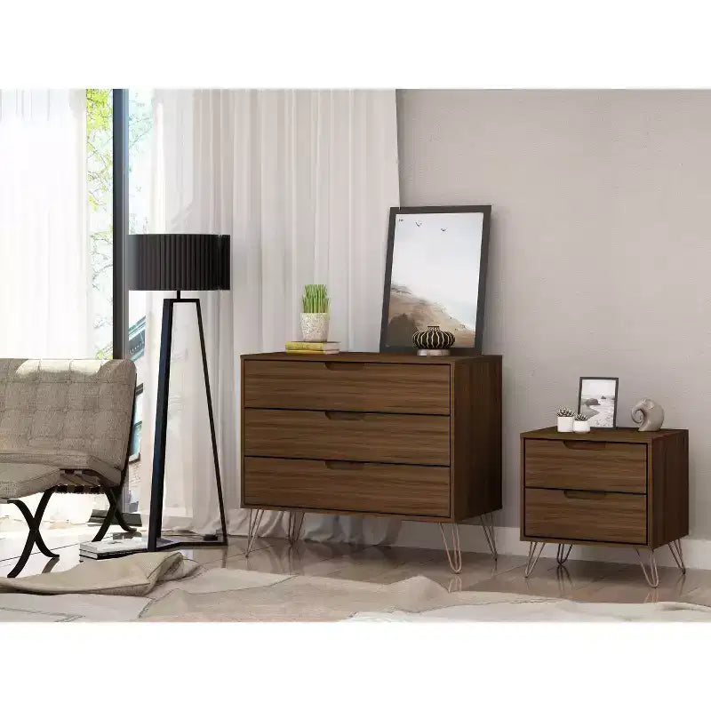 Rockefeller Dresser and Nightstand Set - Manhattan Comfort