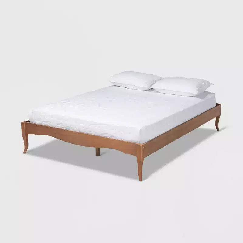 Marieke Wood Bed Frame Ash Walnut - Baxton Studio