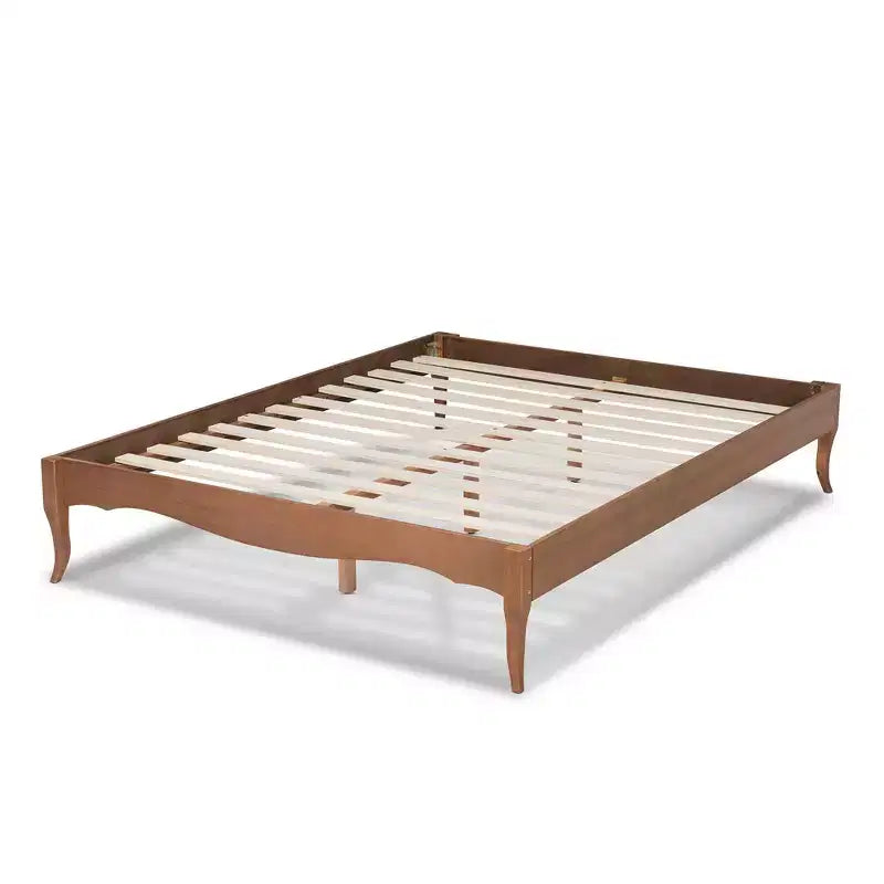 Marieke Wood Bed Frame Ash Walnut - Baxton Studio