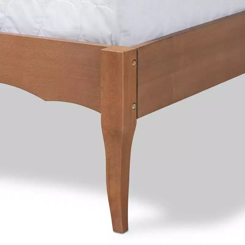 Marieke Wood Bed Frame Ash Walnut - Baxton Studio