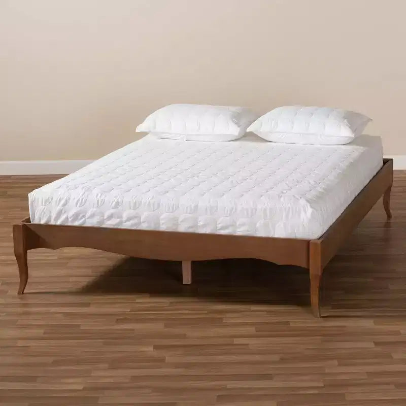 Marieke Wood Bed Frame Ash Walnut - Baxton Studio