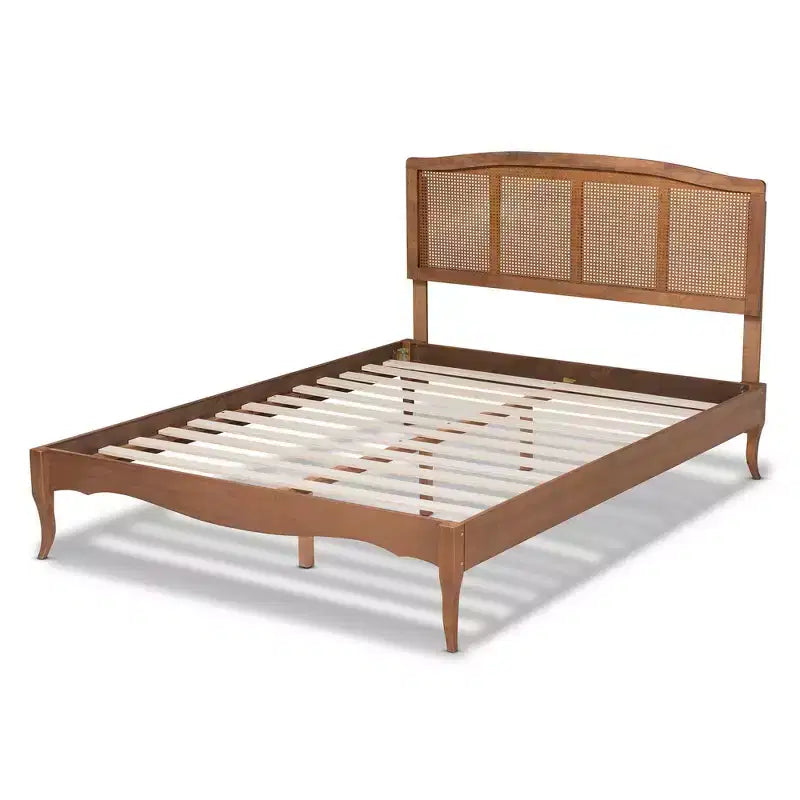Marieke Wood Platform Bed Ash Walnut - Baxton Studio