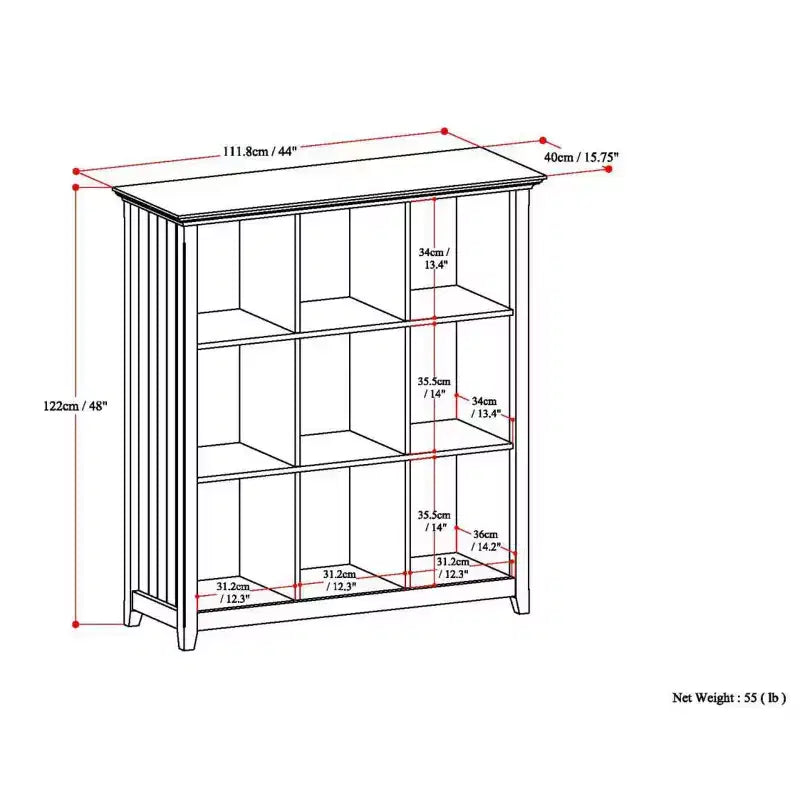 48x44 Normandy 9 Cube Bookcase and Storage Unit - Wyndenhall