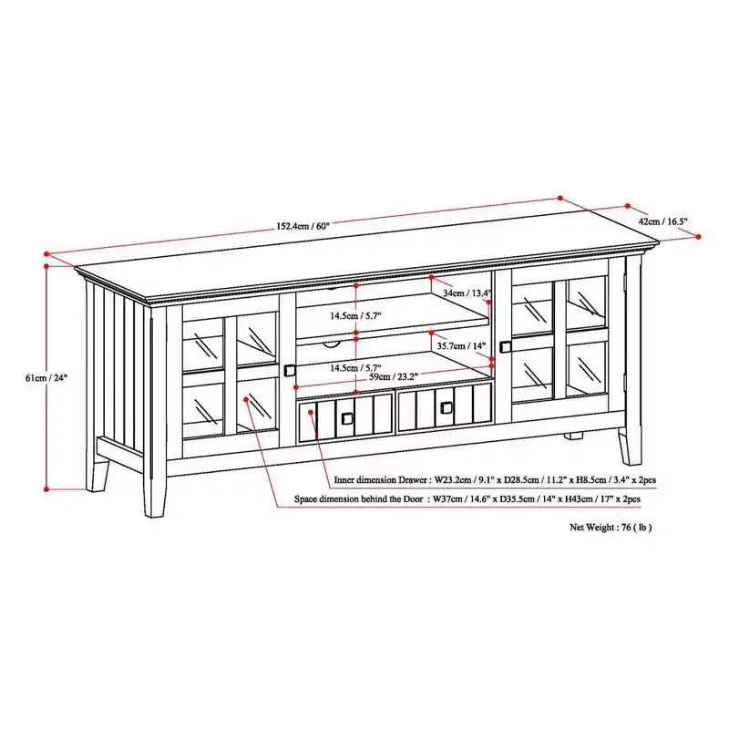 60 Normandy TV Stand for TVs up to 65 - Wyndenhall