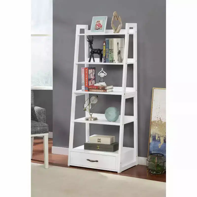 24/7 Shop At Home Juncus 5 Tiered Ladder Bookcase