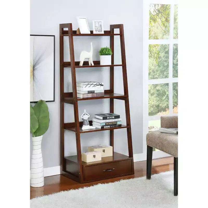 24/7 Shop At Home Juncus 5 Tiered Ladder Bookcase