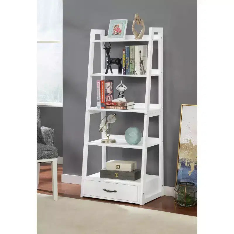 24/7 Shop At Home Juncus 5 Tiered Ladder Bookcase