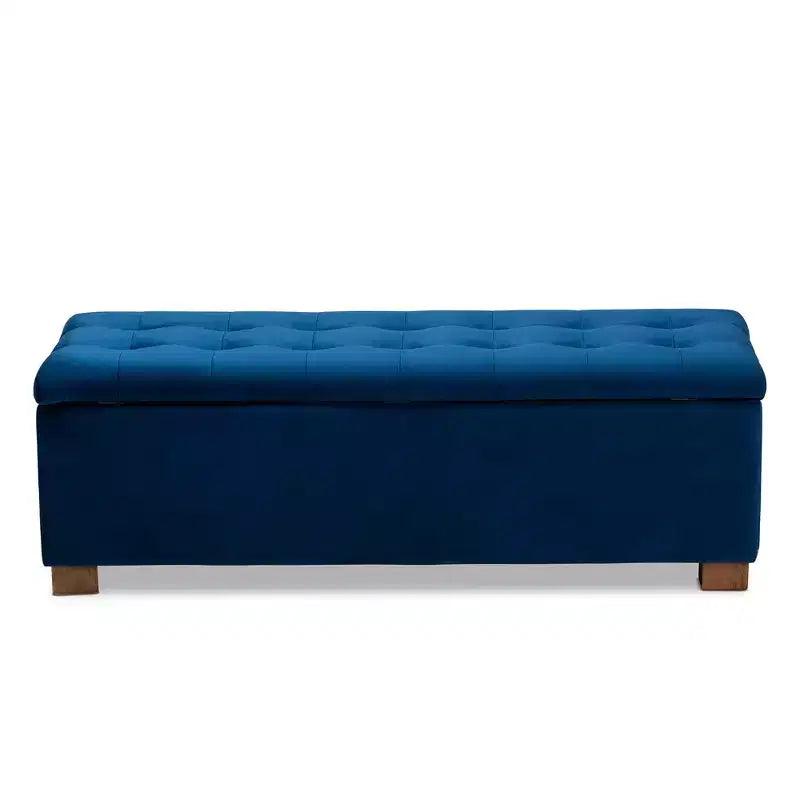 Roanoke Velvet Upholstered Grid Tufted Storage Ottoman Bench - Baxton Studio