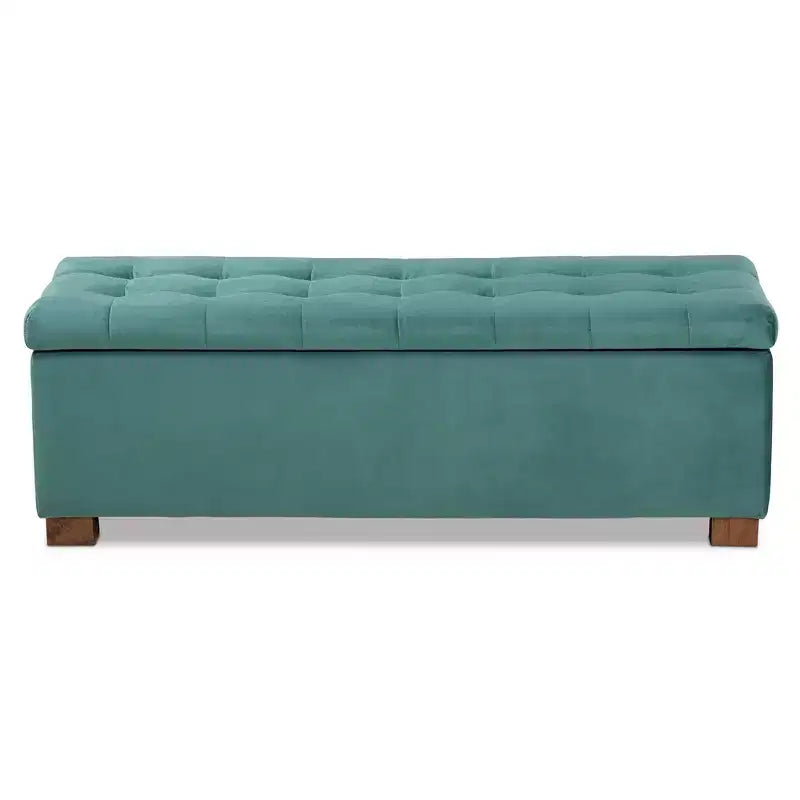Roanoke Velvet Upholstered Grid Tufted Storage Ottoman Bench - Baxton Studio