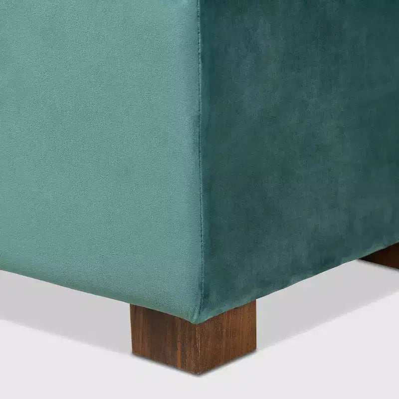Roanoke Velvet Upholstered Grid Tufted Storage Ottoman Bench - Baxton Studio