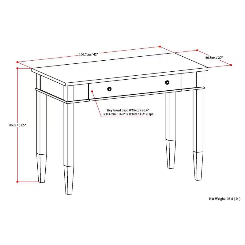 42 Sterling Solid Wood Home Office Desk - Wyndenhall