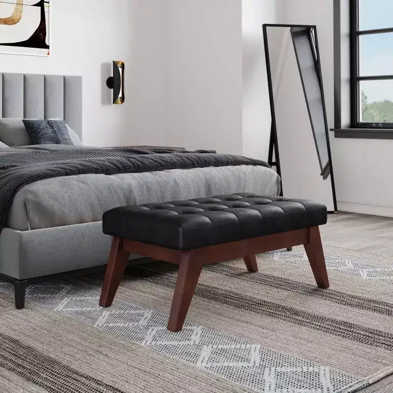 40 Tierney Mid-Century Tufted Ottoman Bench - WyndenHall