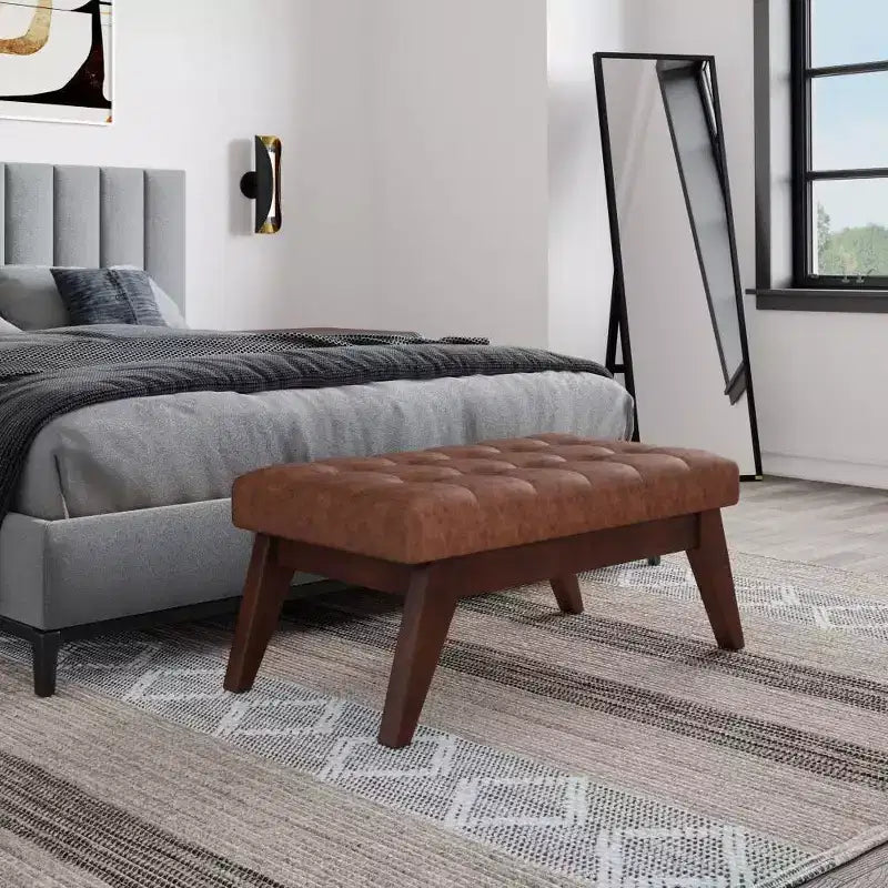40 Tierney Mid-Century Tufted Ottoman Bench - WyndenHall