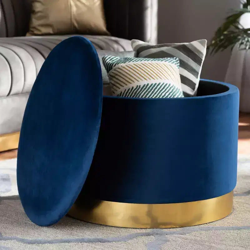 Marisa Velvet Upholstered Storage Ottoman - Baxton Studio