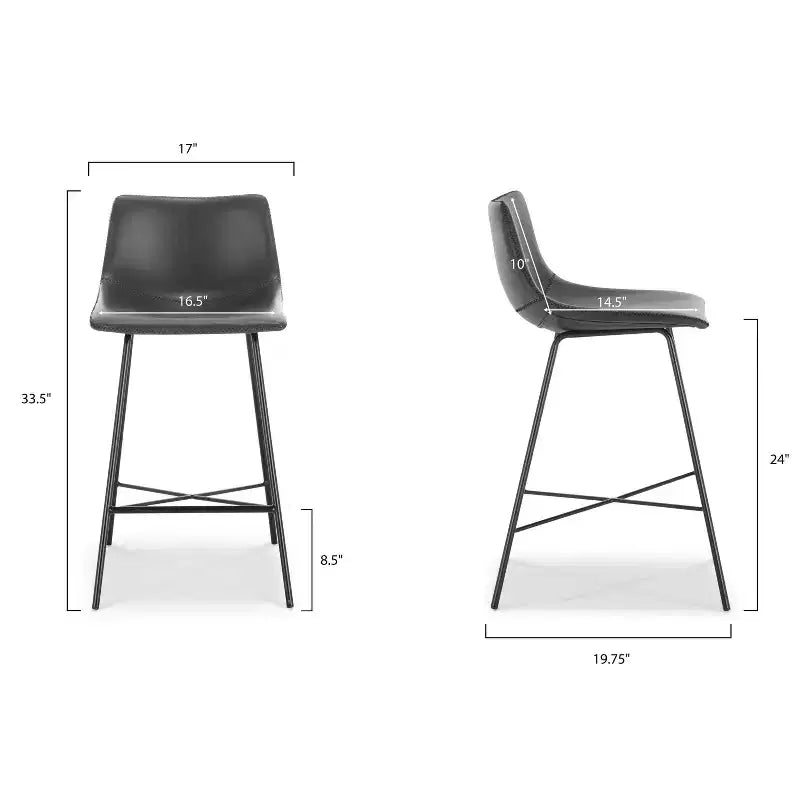 Lot de 2 tabourets de bar à hauteur de comptoir Paxton 61 cm Poly & Bark