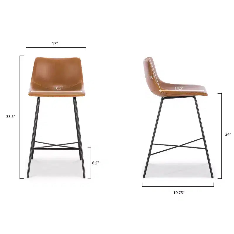 Lot de 2 tabourets de bar à hauteur de comptoir Paxton 61 cm Poly & Bark