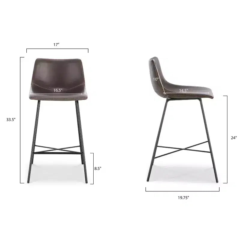 Lot de 2 tabourets de bar à hauteur de comptoir Paxton 61 cm Poly & Bark