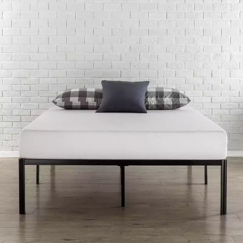 16 Van Metal Platform Bed Frame with Steel Slat Support Black - Zinus