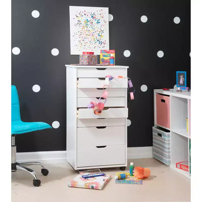 Cary 8 Drawer Rolling Storage Cart - Linon
