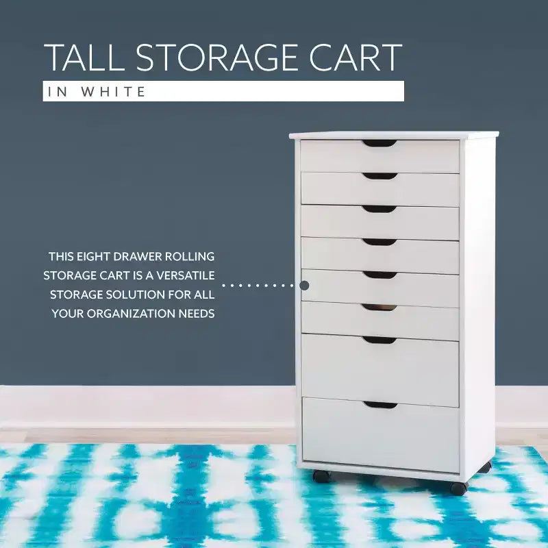 Cary 8 Drawer Rolling Storage Cart - Linon