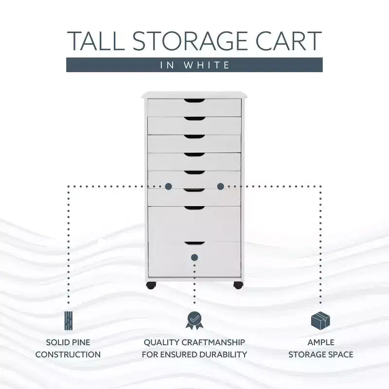 Cary 8 Drawer Rolling Storage Cart - Linon