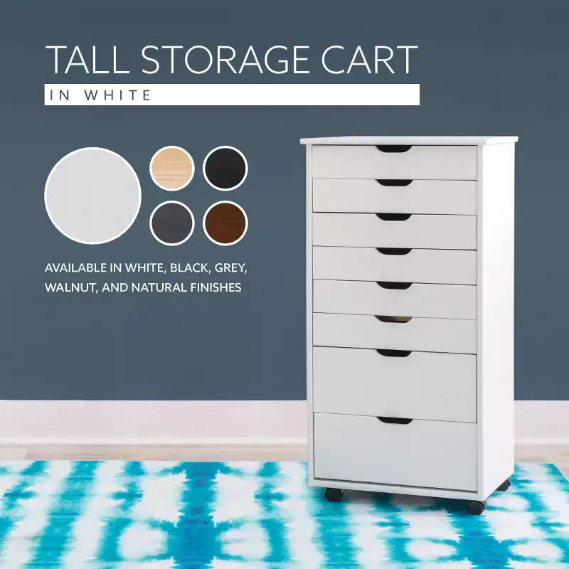 Cary 8 Drawer Rolling Storage Cart - Linon