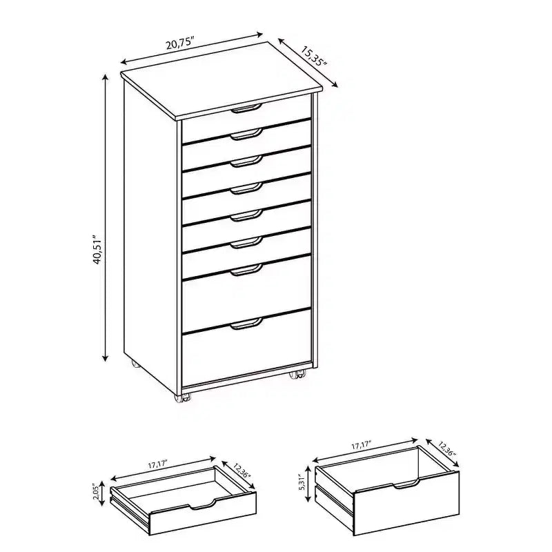 Cary 8 Drawer Rolling Storage Cart - Linon
