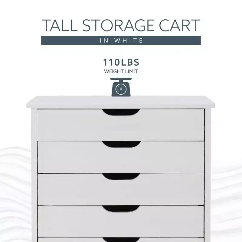 Cary 8 Drawer Rolling Storage Cart - Linon