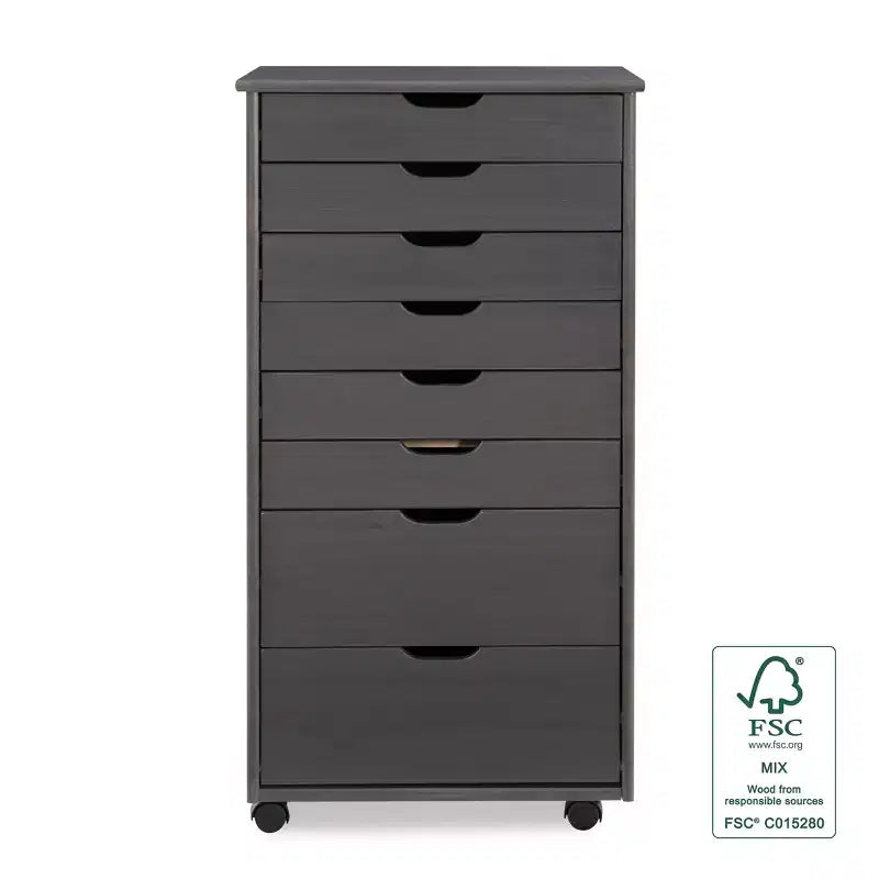 Cary 8 Drawer Rolling Storage Cart - Linon
