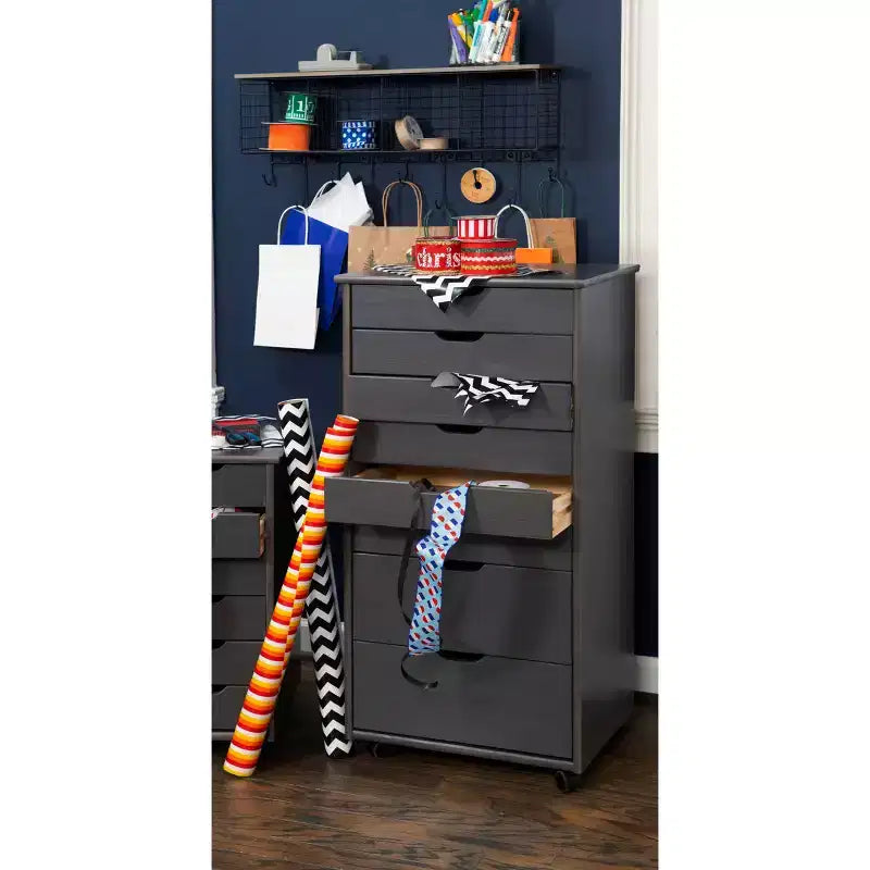 Cary 8 Drawer Rolling Storage Cart - Linon
