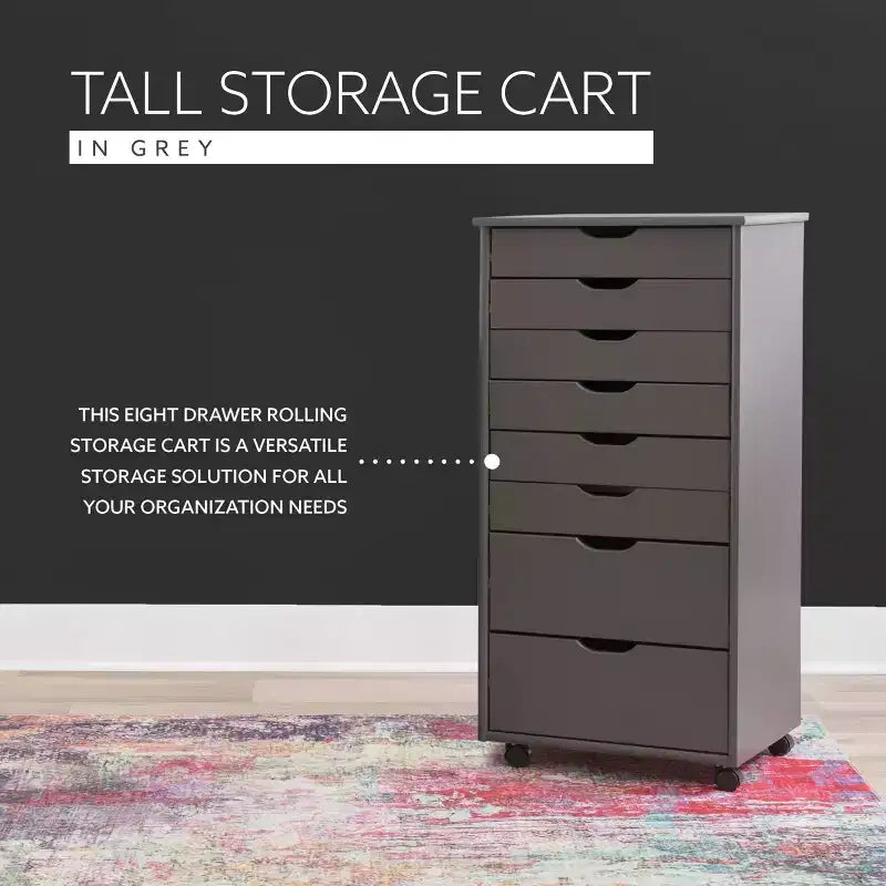 Cary 8 Drawer Rolling Storage Cart - Linon