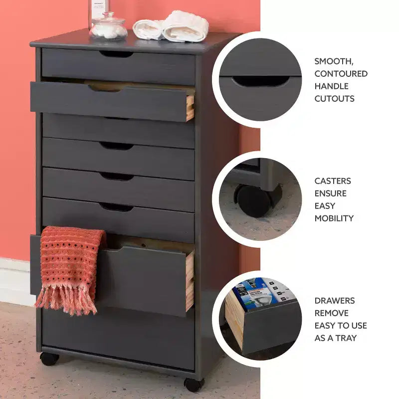 Cary 8 Drawer Rolling Storage Cart - Linon