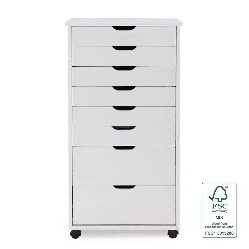 Cary 8 Drawer Rolling Storage Cart - Linon