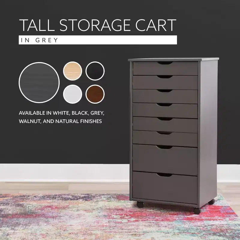 Cary 8 Drawer Rolling Storage Cart - Linon