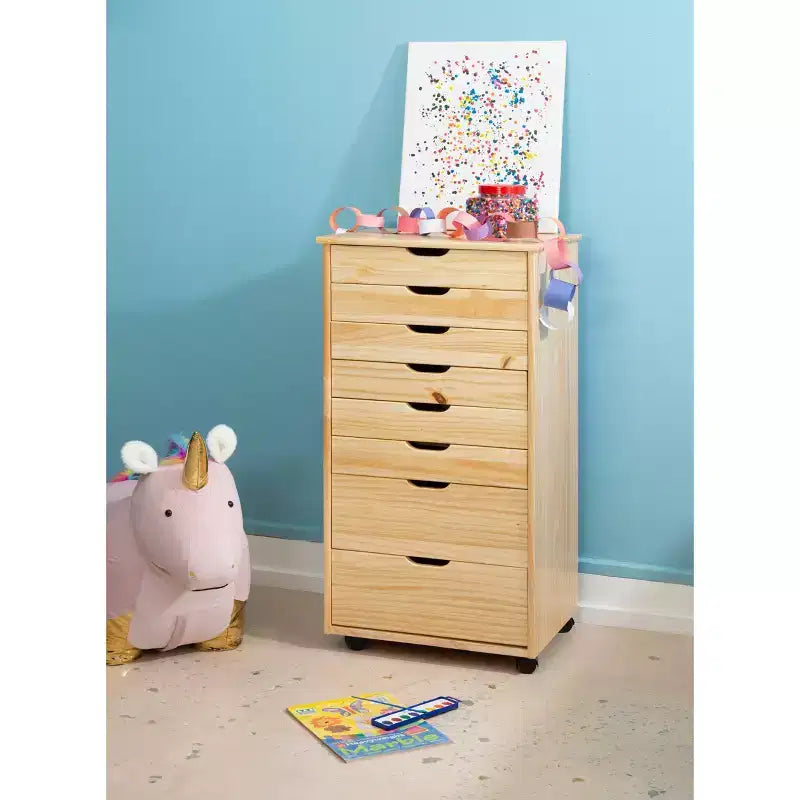 Cary 8 Drawer Rolling Storage Cart - Linon