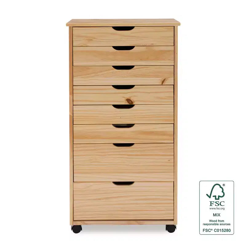 Cary 8 Drawer Rolling Storage Cart - Linon